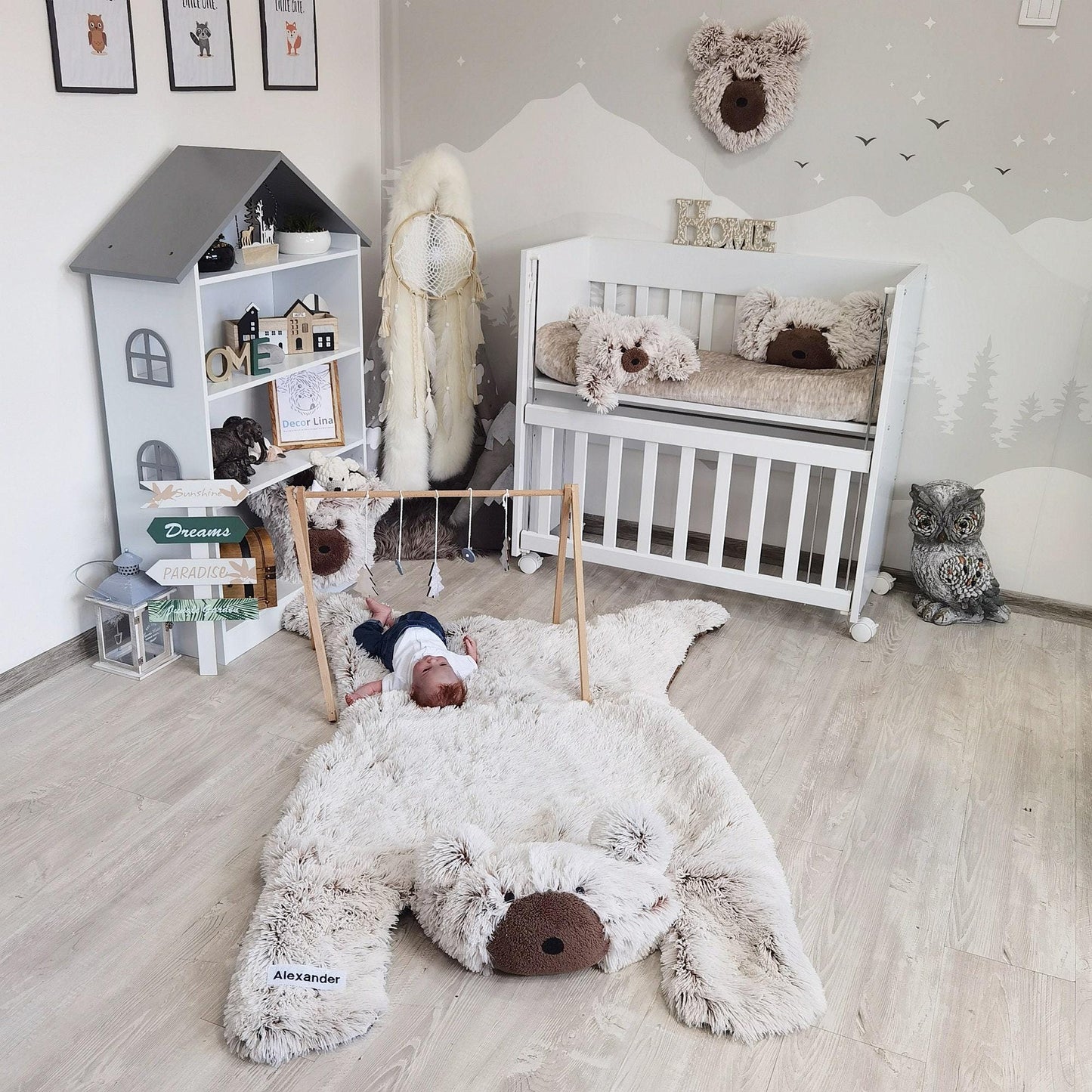 Personalized Bear Rug: Shaggy Minky Nursery Play Mat