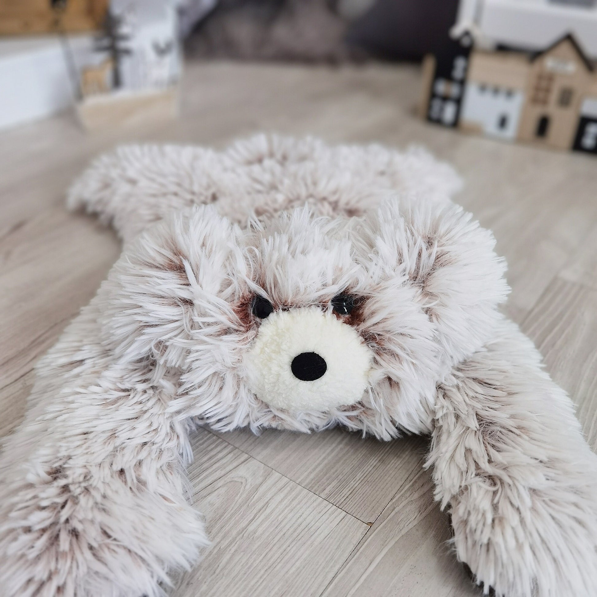 Personalized Fluffy Bear Rug: Frosted Cocoa Nursery Decor