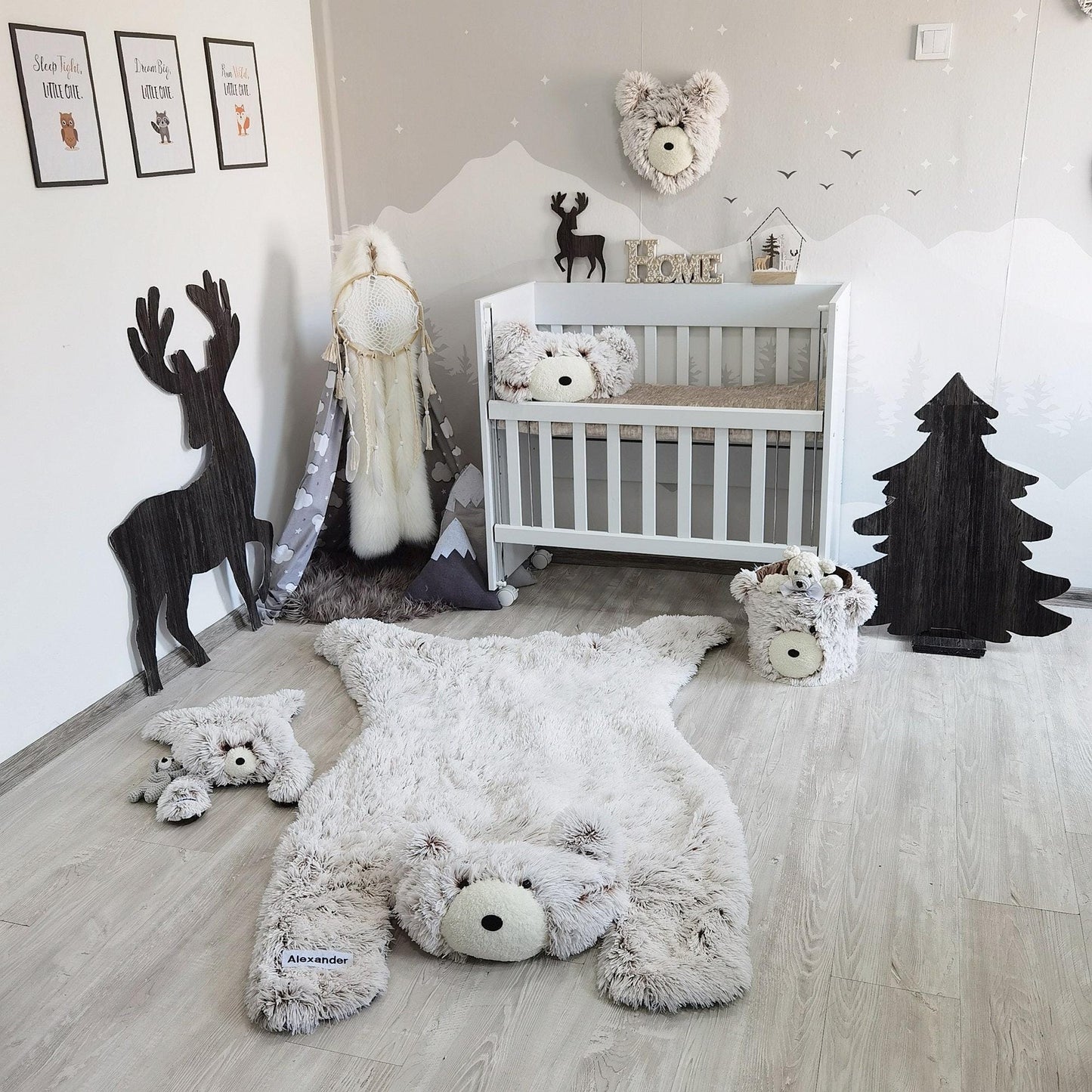 Woodland Bear Rug Personalized Baby Boy