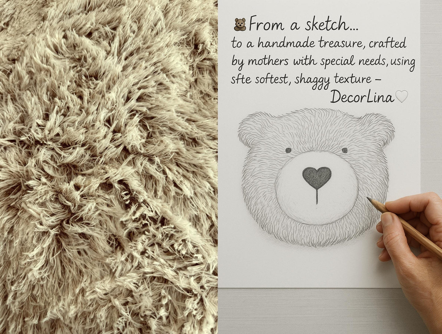 Personalized Fluffy Bear Rug: Warm Taupe Nursery Decor