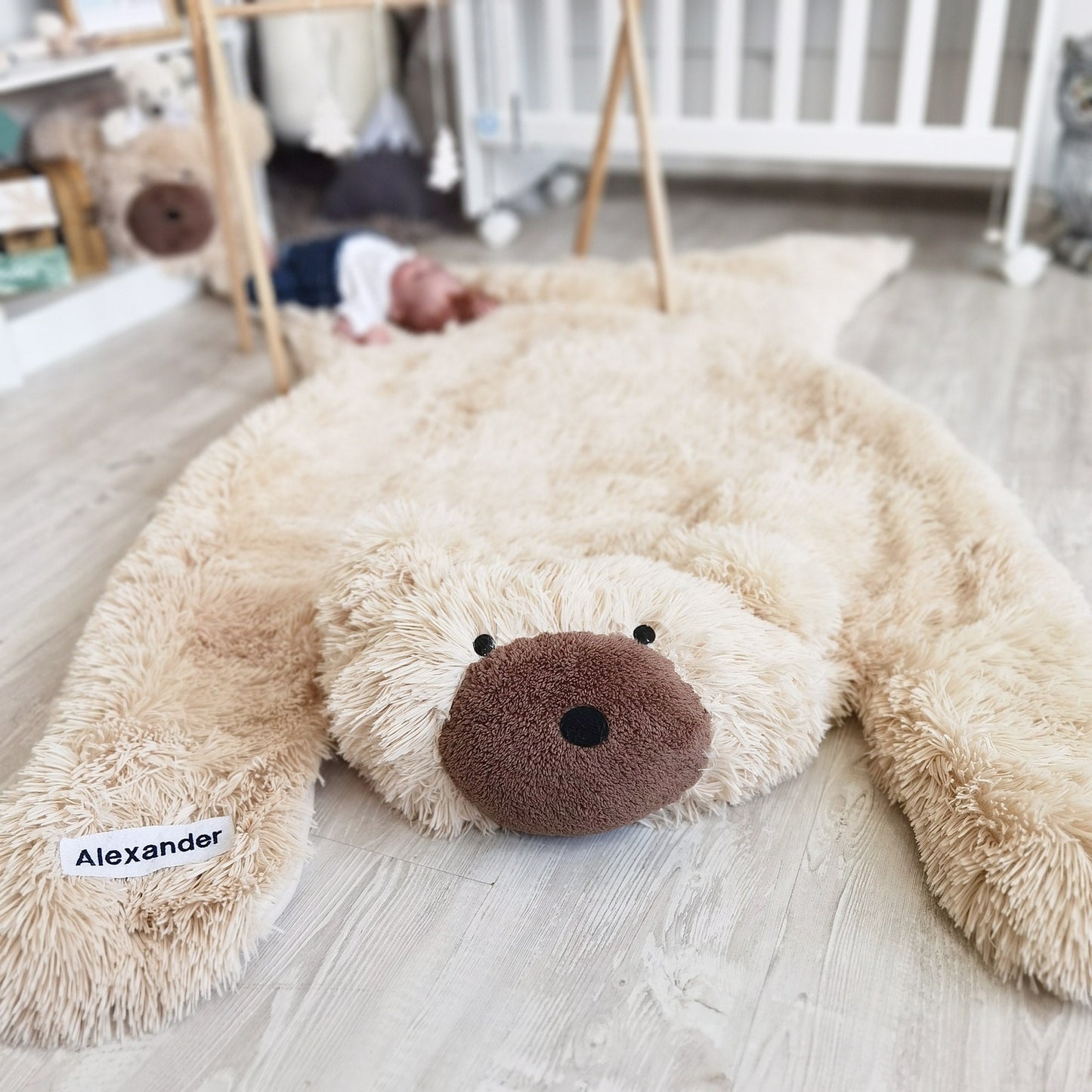 Beige Bear Rug Personalized Minky