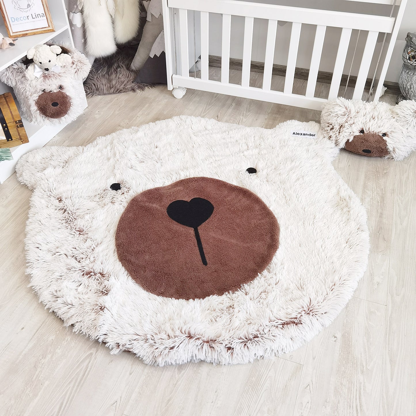 Faux Bear Head Shaggy Minky Wall Decor