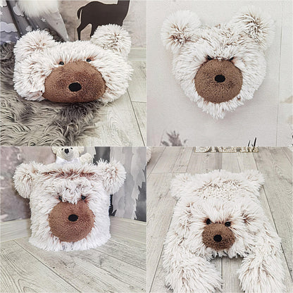 Personalized Fluffy Bear Rug: Cocoa/Snow Nursery Decor