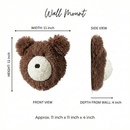 Minky Brown Bear Head Wall Mount: Handmade Nursery Decor
