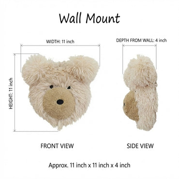 Bear Head Wall Mount - Faux Taxidermy Nursery Decor & Soft Plush Trophy
