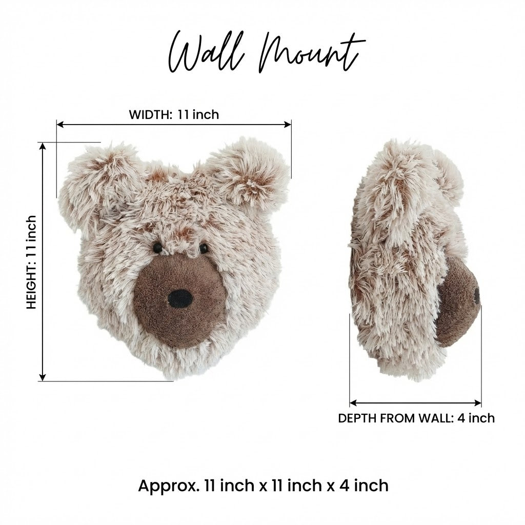 Faux Bear Head Shaggy Minky Wall Decor