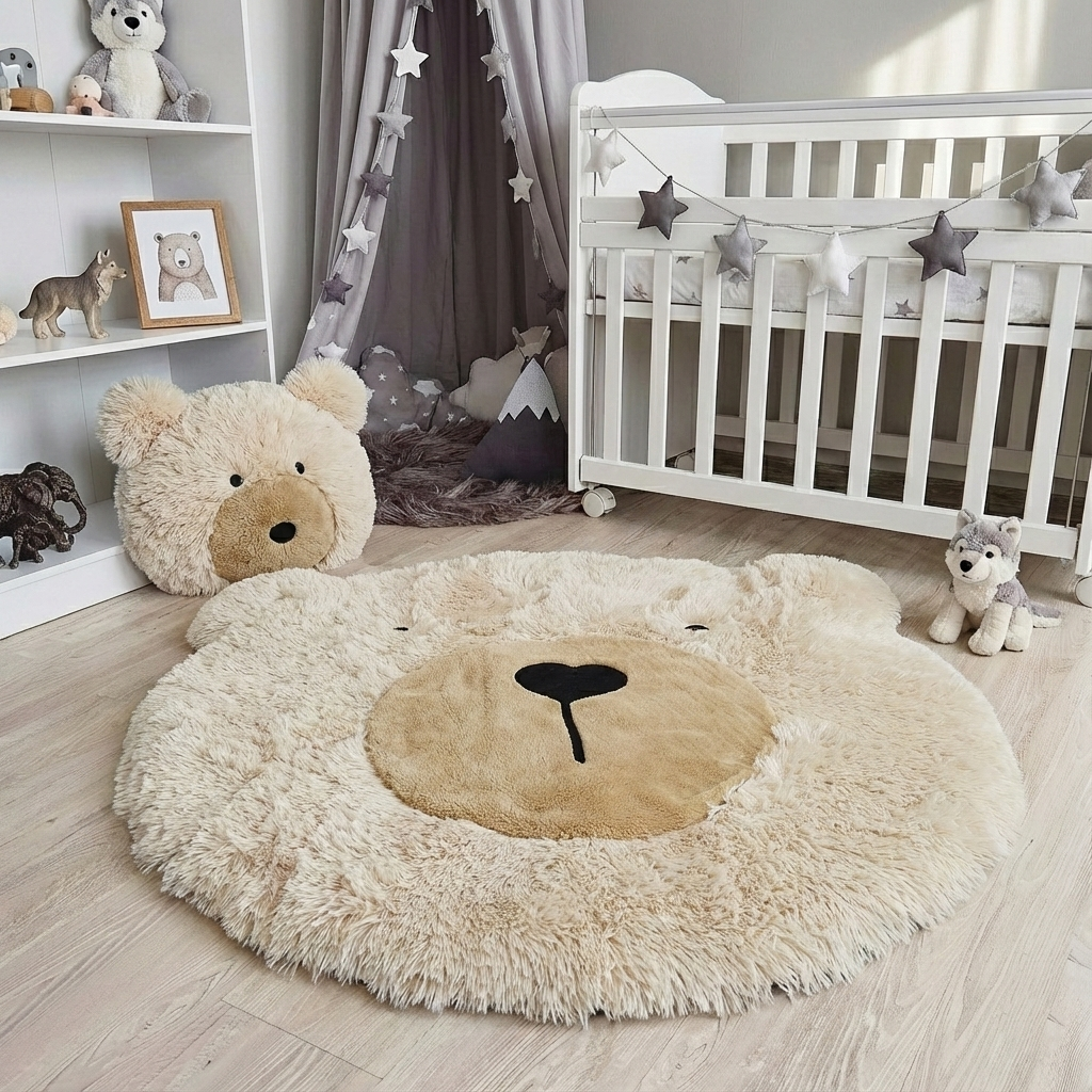 Bear Head Wall Mount - Faux Taxidermy Nursery Decor & Soft Plush Trophy