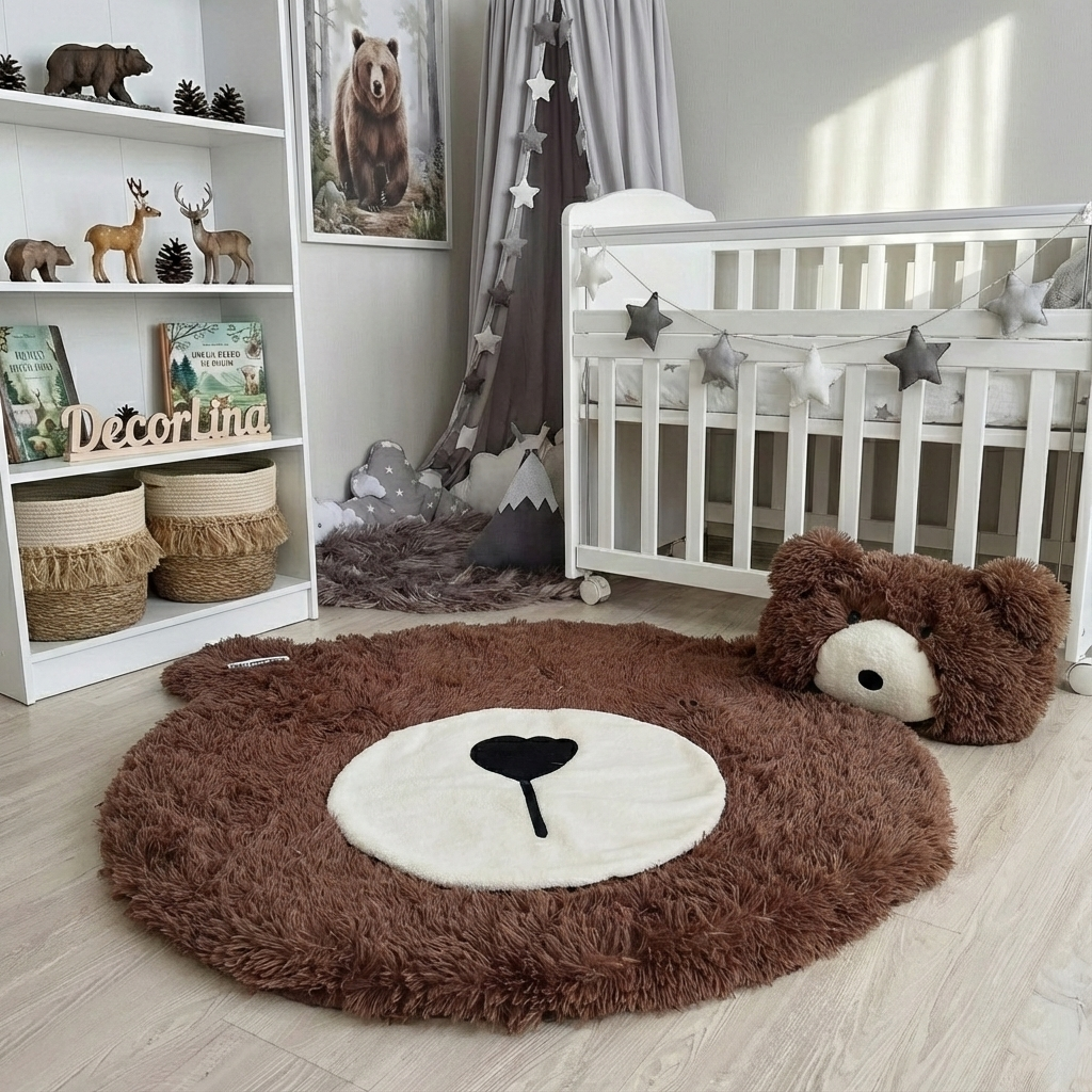 Minky Brown Bear Head Wall Mount: Handmade Nursery Decor