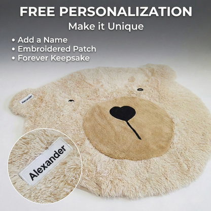 Personalized Bear Pillow: Shaggy Minky Woodland Nursery Decor