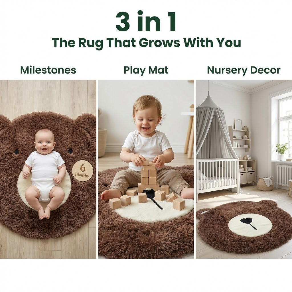Minky Brown Bear Head Wall Mount: Handmade Nursery Decor