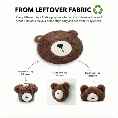 Minky Brown Bear Head Wall Mount: Handmade Nursery Decor