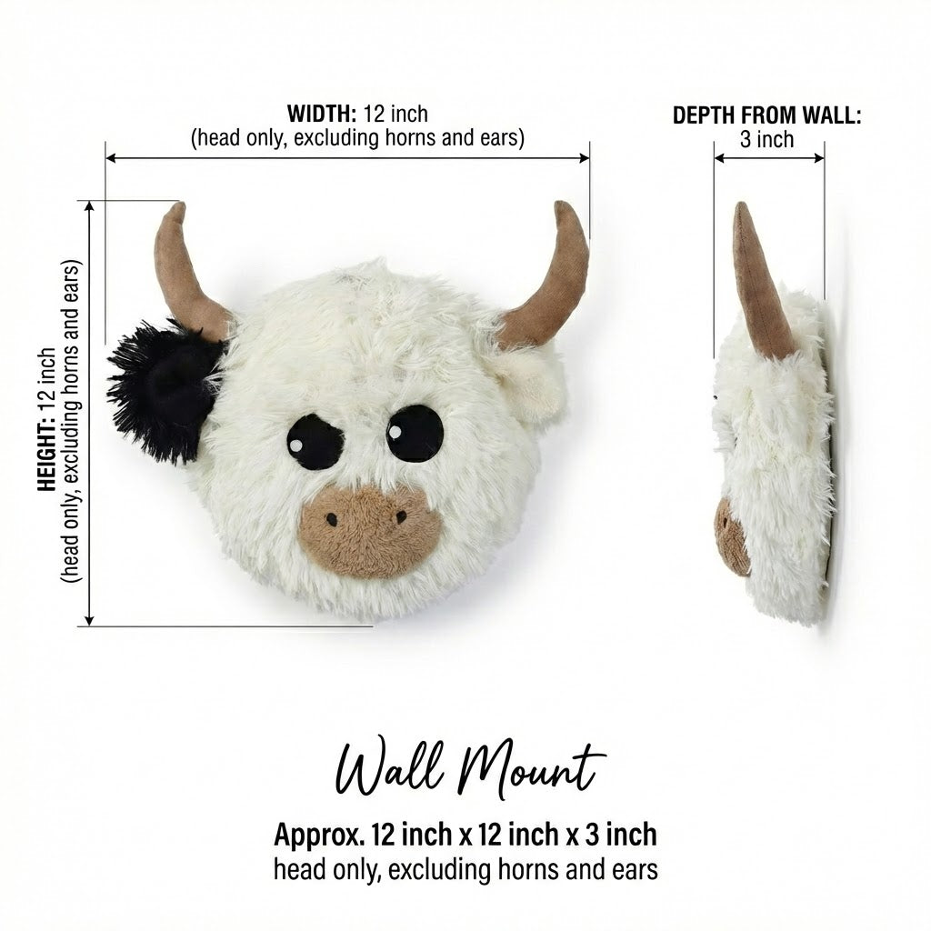 Wall Mounted Highland Cow Head Plush