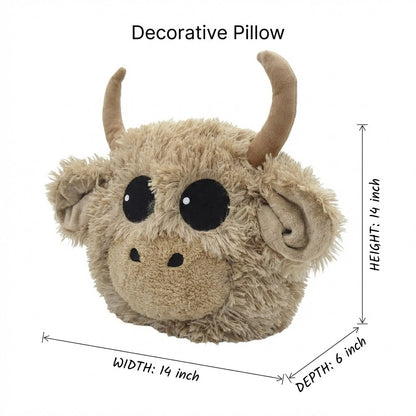 Highland Cow Head Wall Mount Soft Plush - DECORLINA