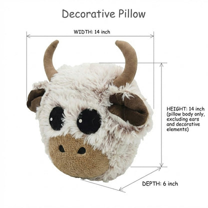 Highland Cow Pillow - Personalized Kids Cushion, Soft Shaggy Fleece Nursery