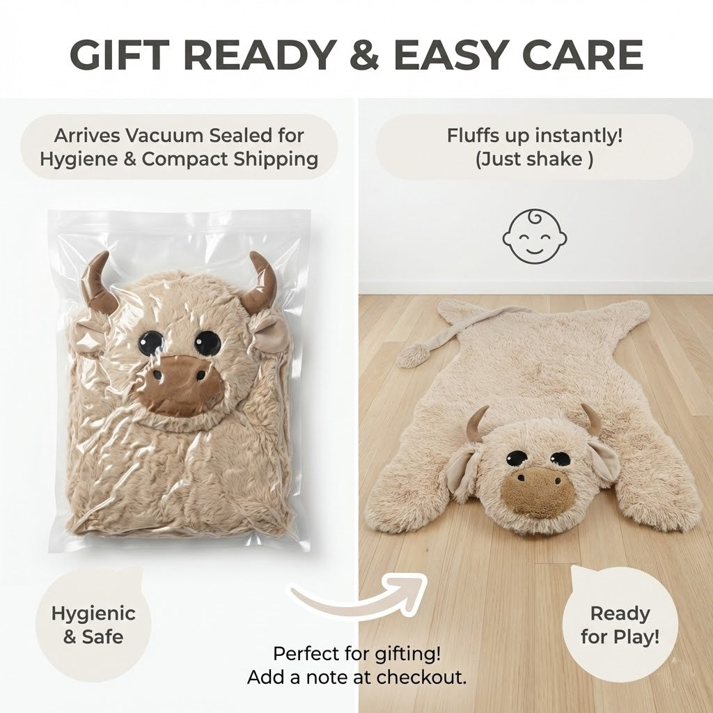 Plush Highland Cow Head Wall Mount: Farm Nursery Decor