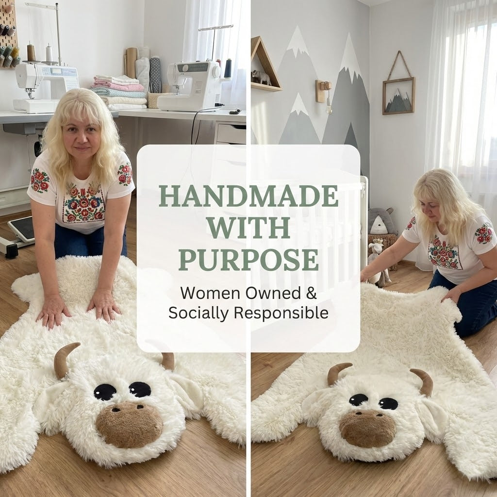 White Highland Cow Rug Plush Farmhouse