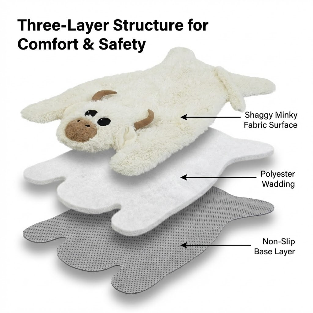 White Highland Cow Rug Plush Farmhouse