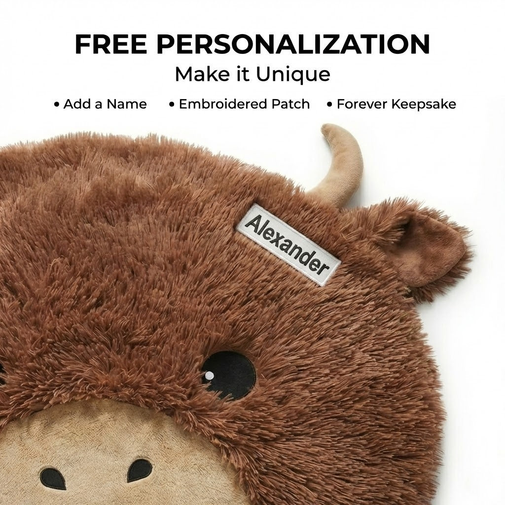 Highland Cow Nursery Rug - Soft Plush Farm Animal Play Mat for Baby Room Decor