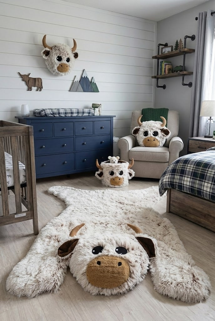 Farmhouse Cow Nursery Basket Storage