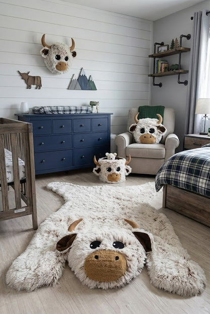 Farmhouse Cow Nursery Basket Storage