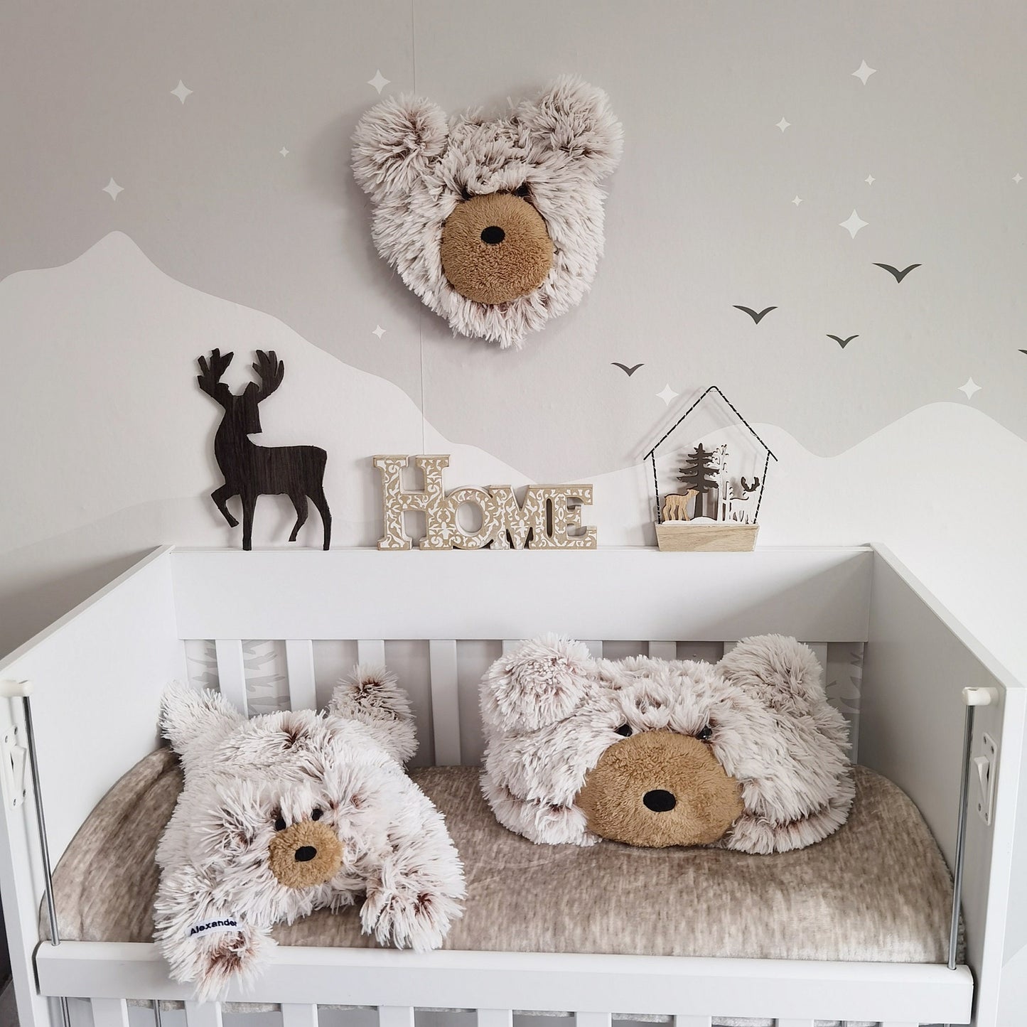 Personalized Fluffy Bear Rug: Woodland Nursery Baby Decor