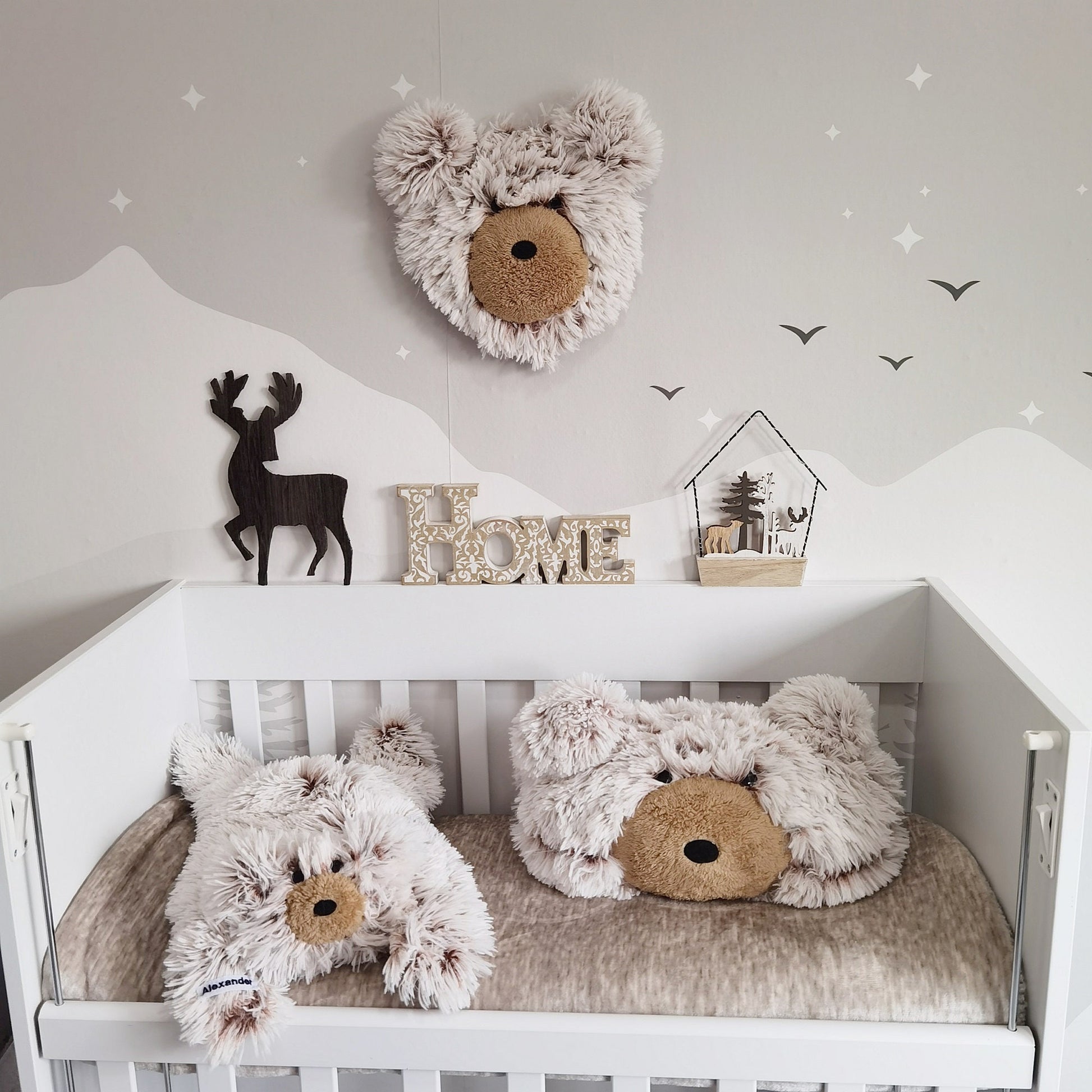 Personalized Fluffy Bear Rug: Woodland Nursery Baby Decor