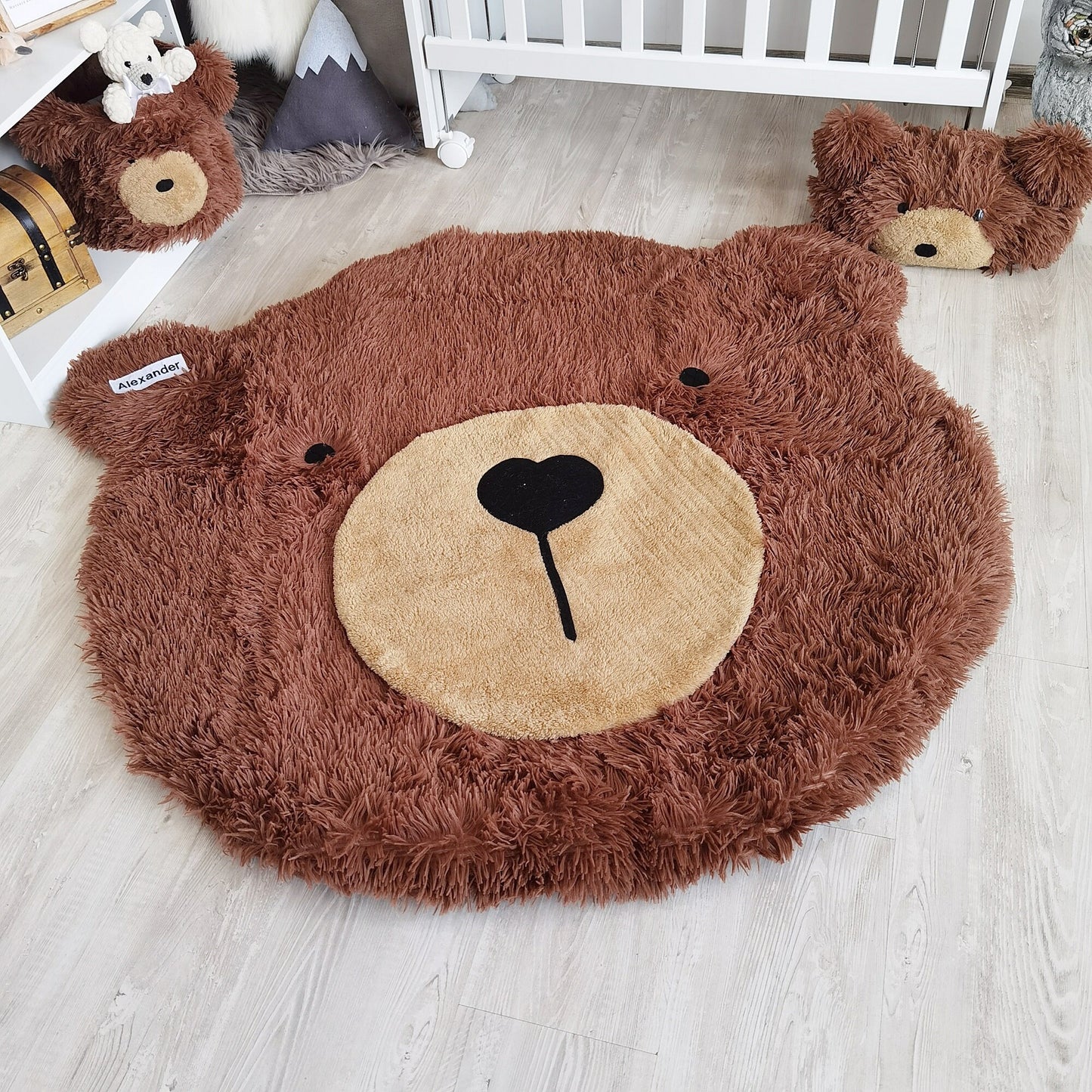 Woodland Bear Rug Nursery - Personalized Adventure Theme Baby Room Decor