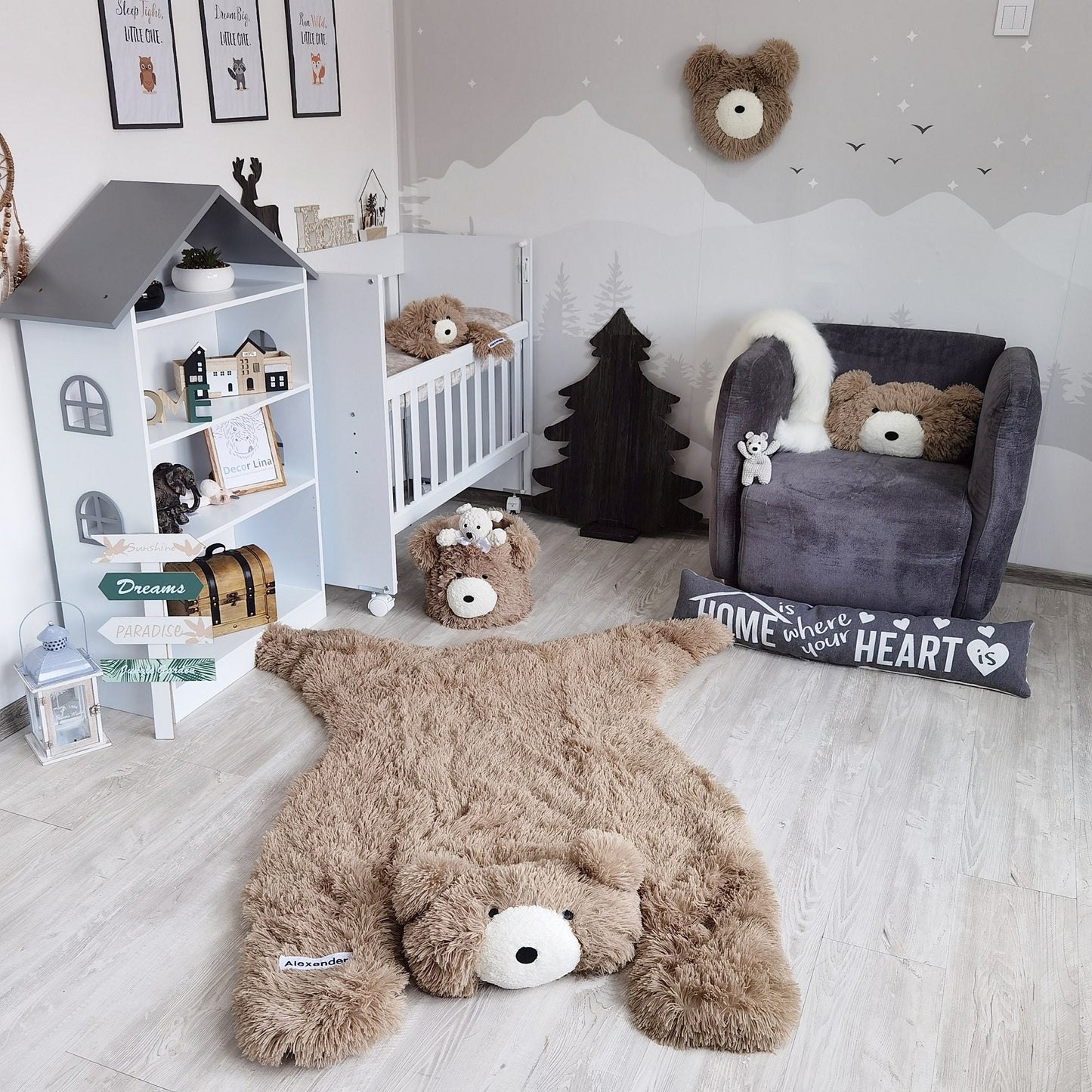 Warm Taupe Bear Rug Faux Fur