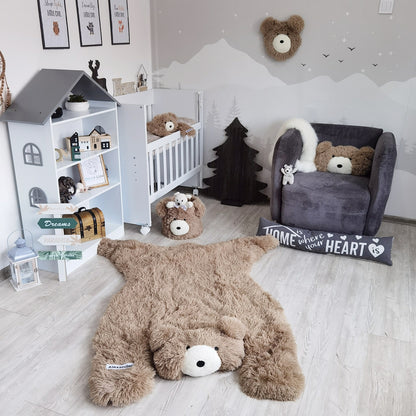 Warm Taupe Bear Rug Faux Fur