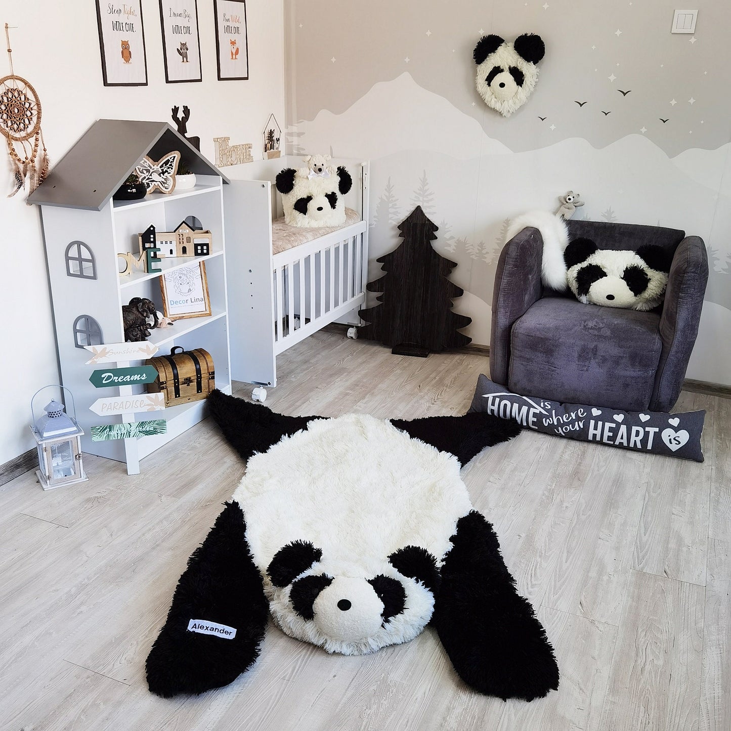 Panda Storage Basket Minky Personalized