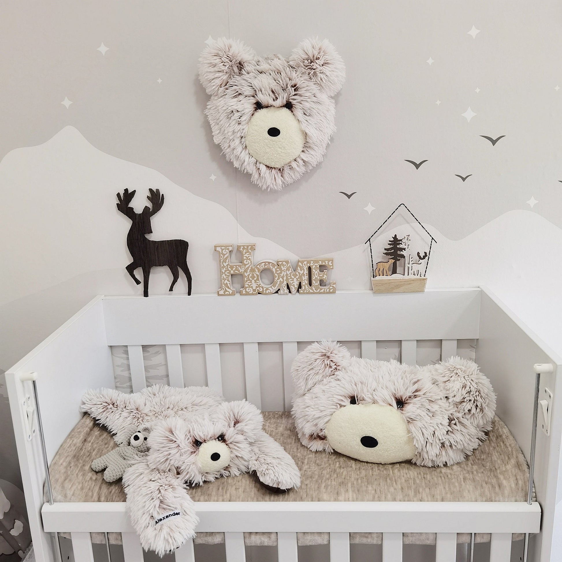Personalized Fluffy Bear Rug: Frosted Cocoa Nursery Decor