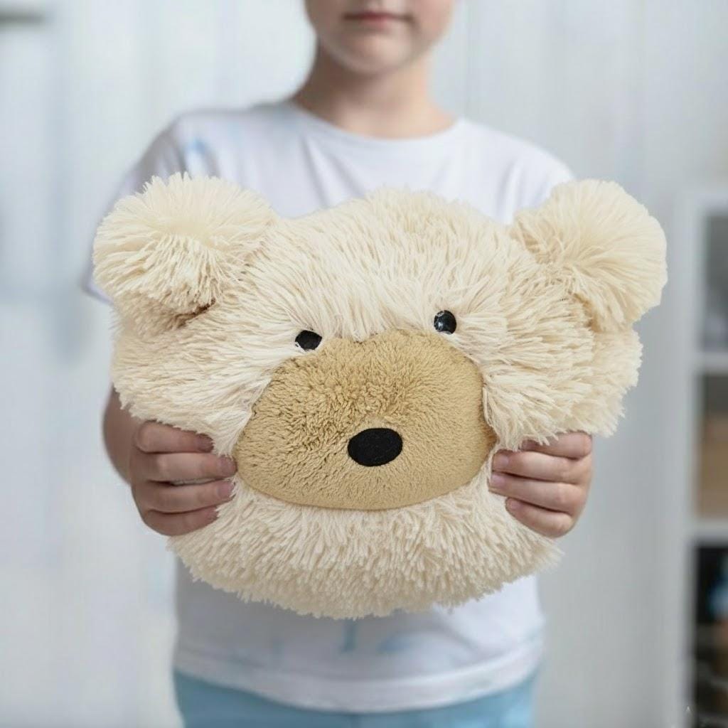 Personalized Bear Pillow: Shaggy Minky Woodland Nursery Decor