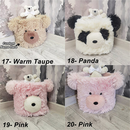 Bear Storage Basket - Nursery Organizer, Personalized Toy Bin, Baby Room Decor