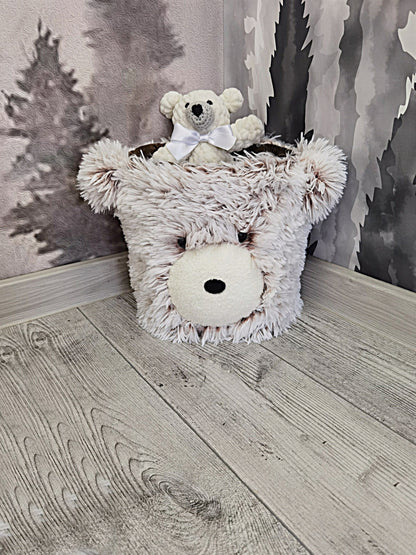 Gray Bear Rug Shaggy Fleece Round