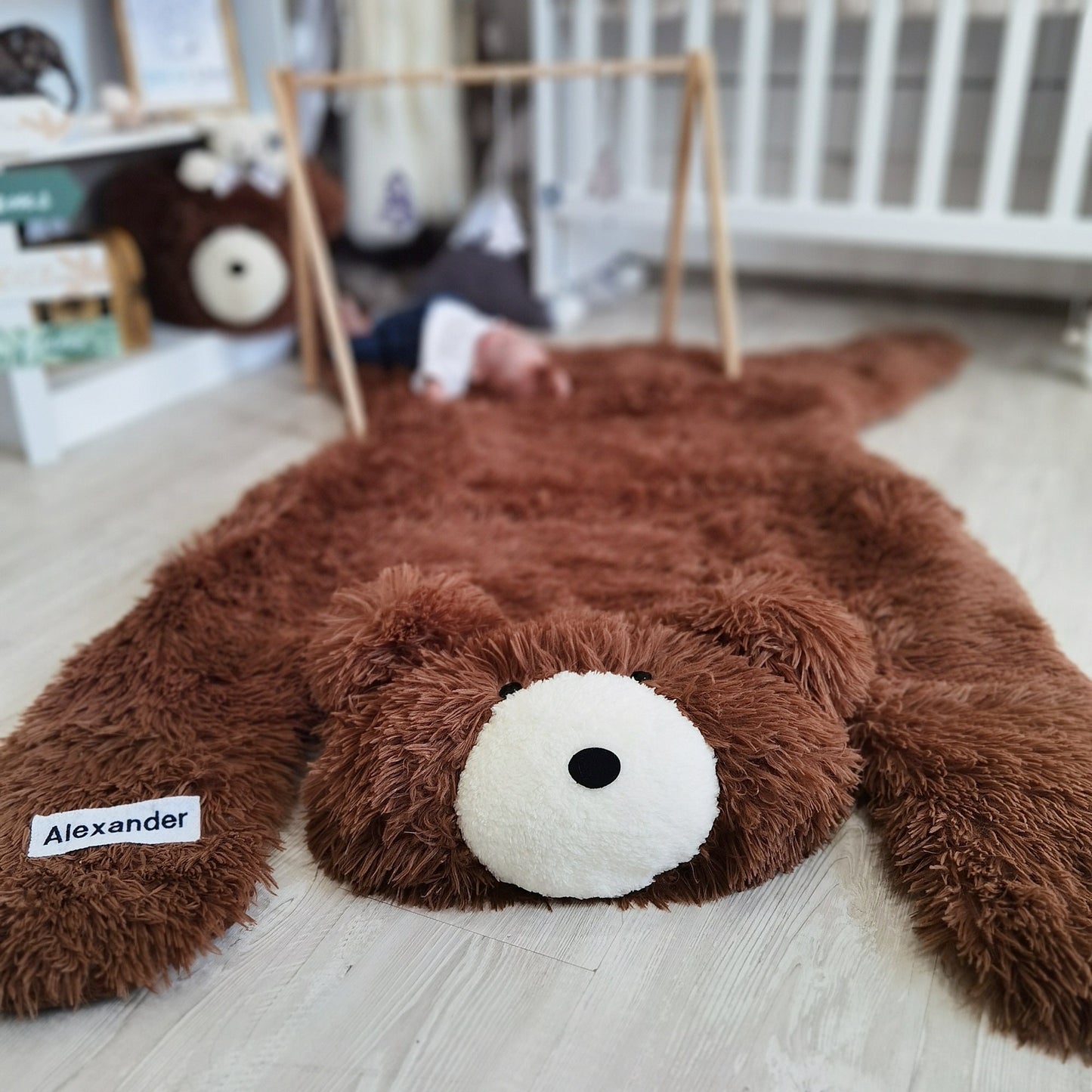 Brown Bear Rug Shaggy Minky Personalized