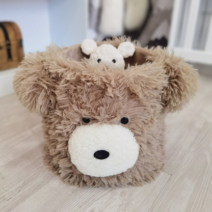Personalized Fluffy Bear Rug: Taupe Woodland Nursery Decor
