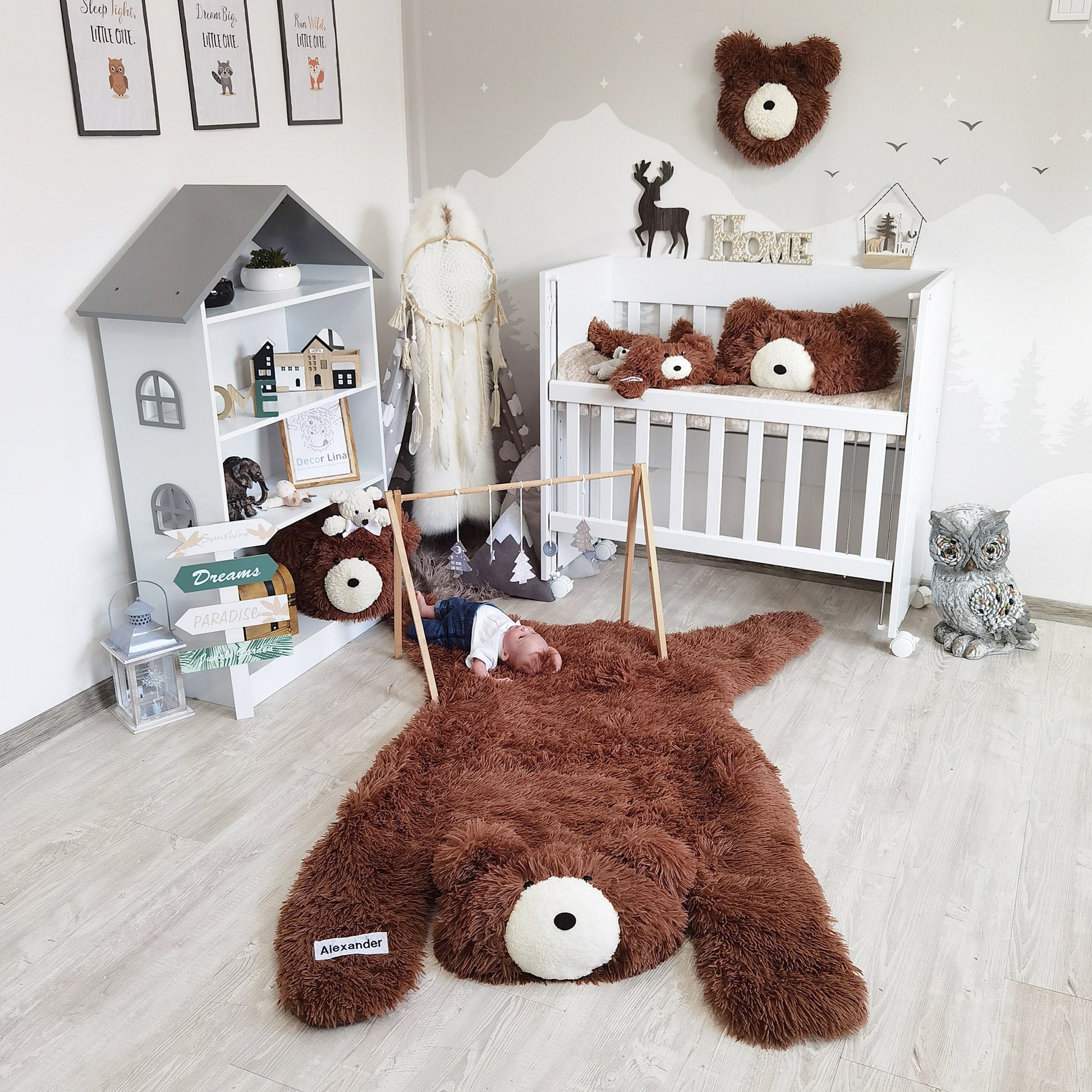 Brown Bear Rug Shaggy Minky Personalized