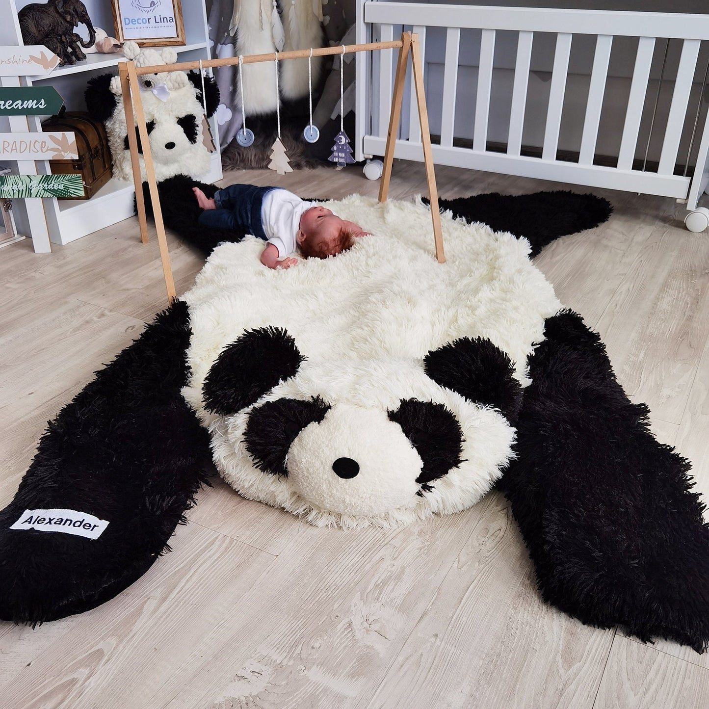 Panda Bear Rug Shaggy Minky Personalized