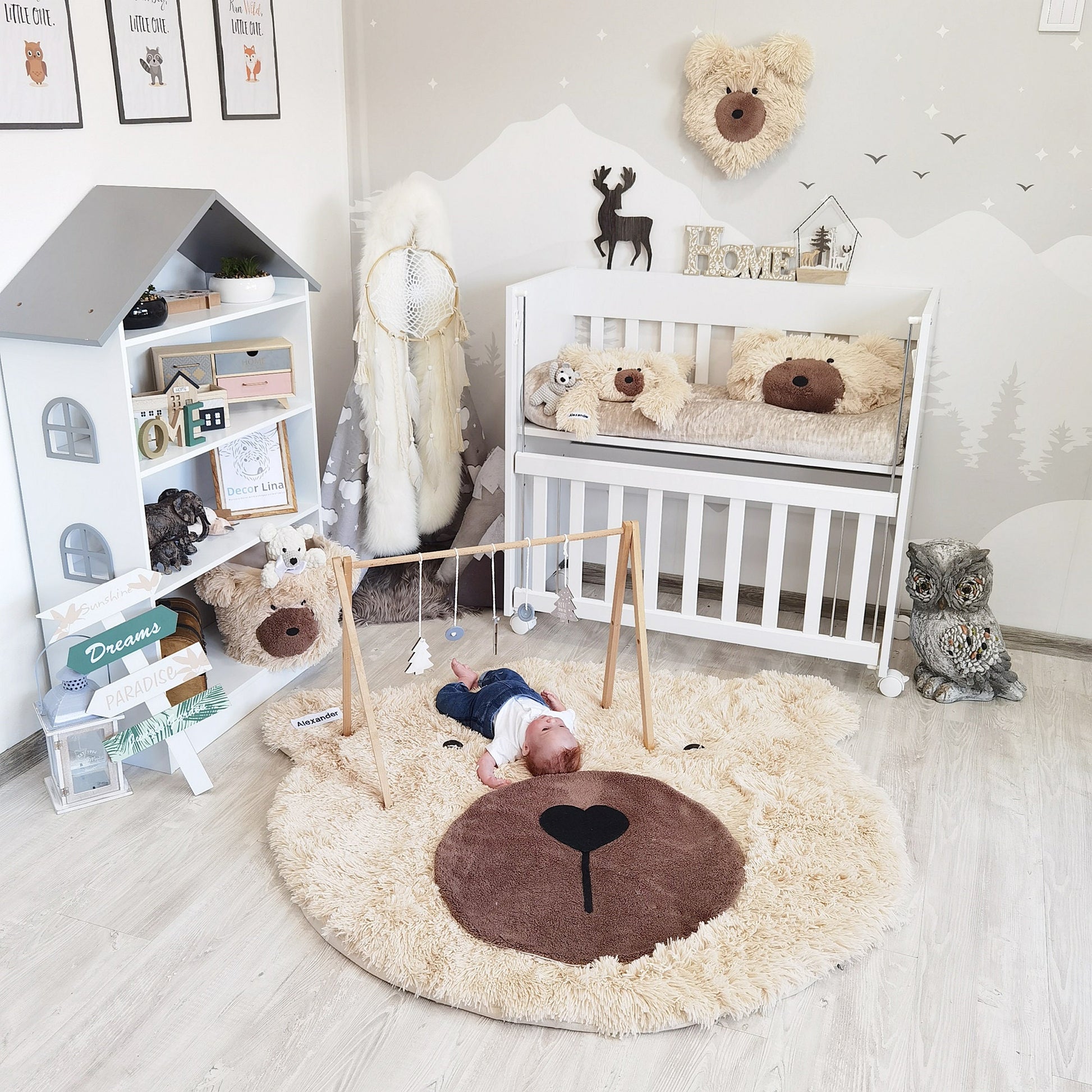 Woodland Bear Rug Beige Faux Fur - DECORLINA