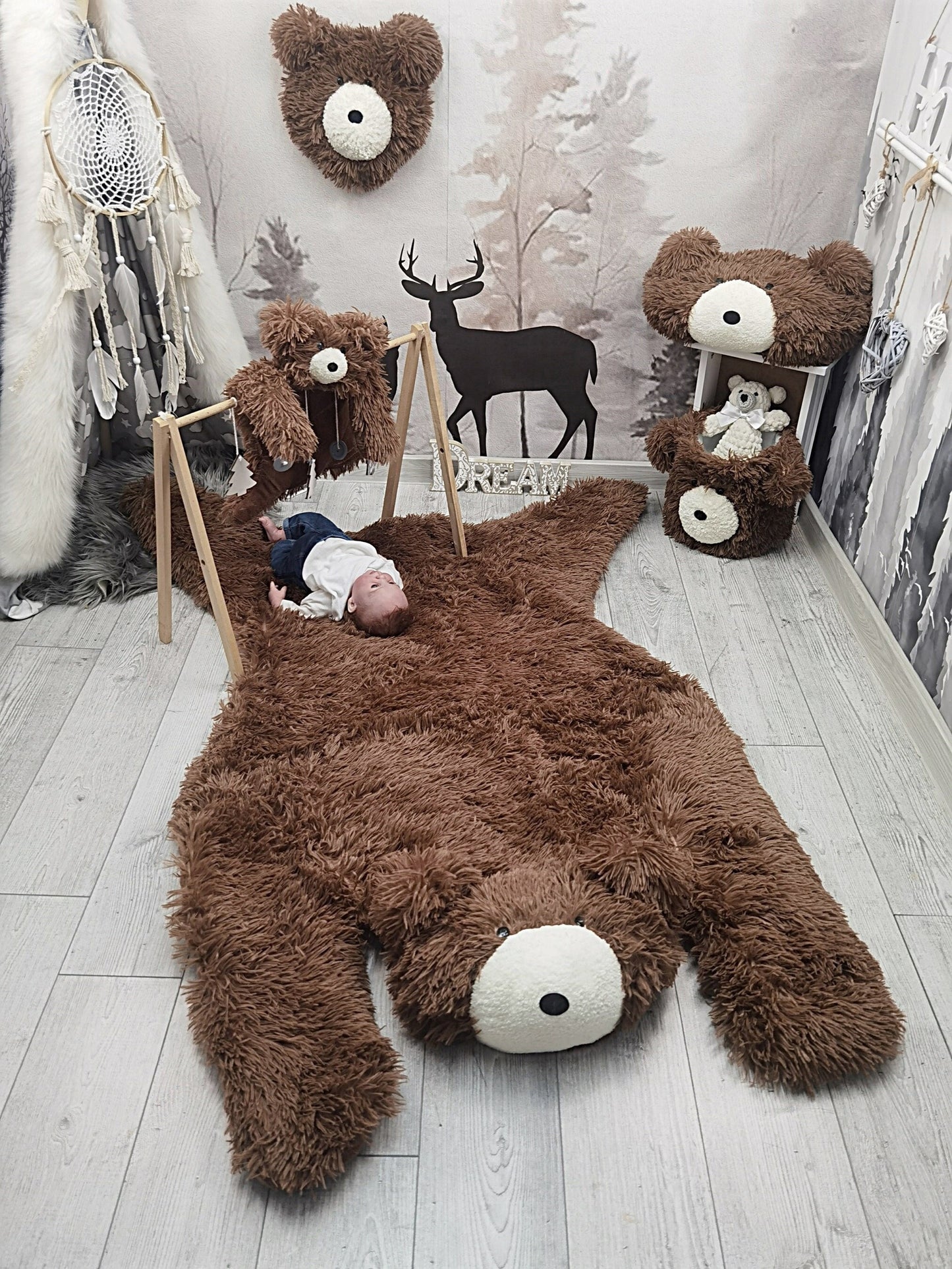 Brown Bear Rug Shaggy Minky Personalized
