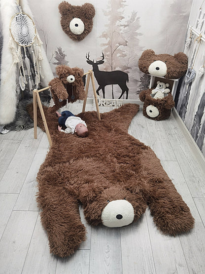 Brown Bear Rug Shaggy Minky Personalized