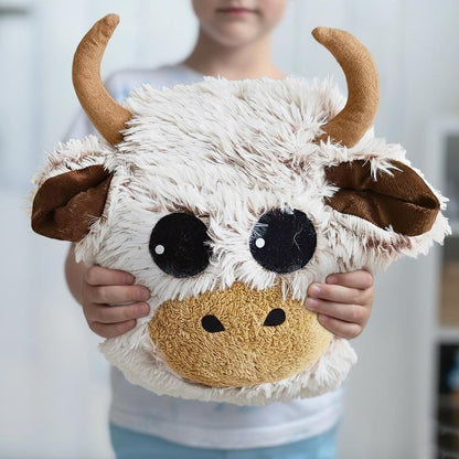 Highland Cow Pillow - Personalized Kids Cushion, Soft Shaggy Fleece Nursery