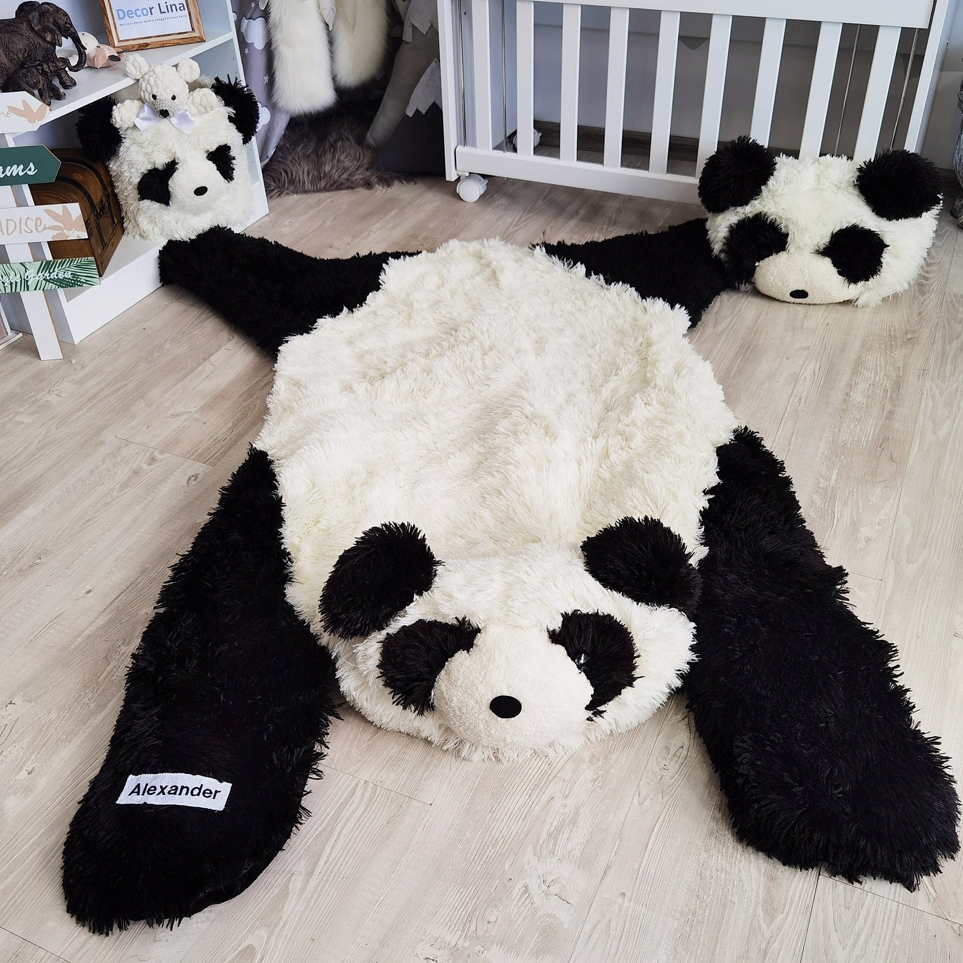 Panda Bear Rug Shaggy Minky Personalized