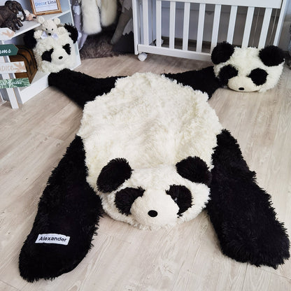 Panda Bear Rug Shaggy Minky Personalized