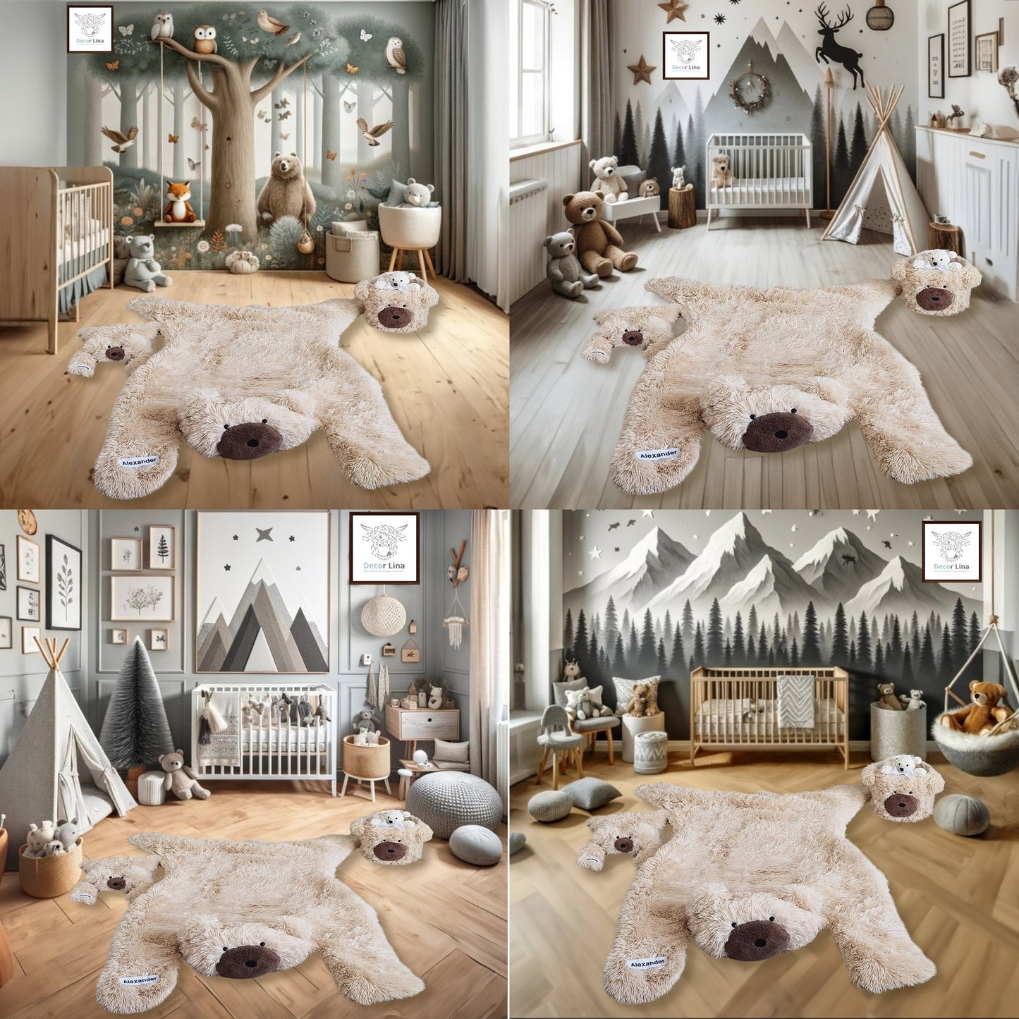 Beige Bear Rug Personalized Minky