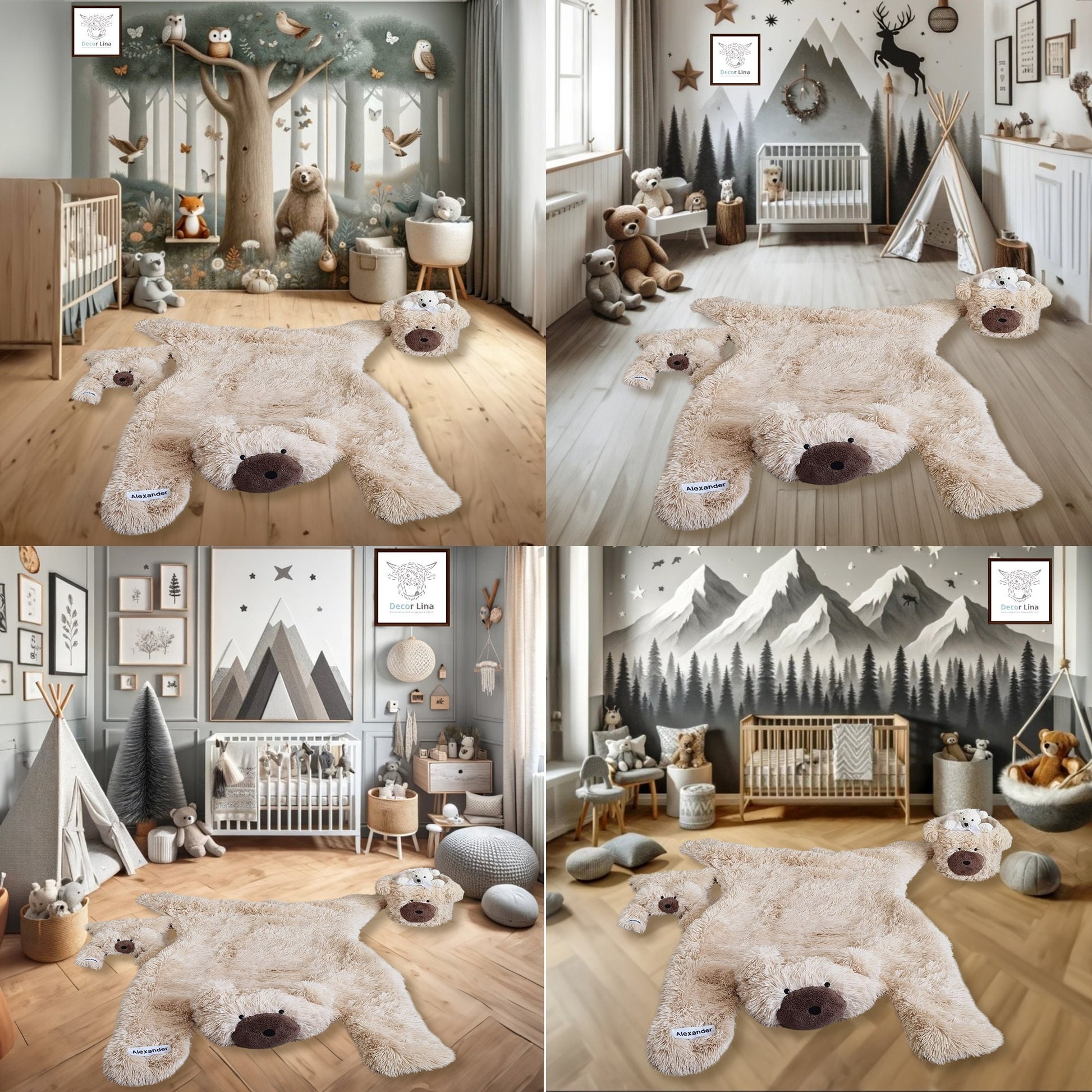 Beige Bear Rug Personalized Minky