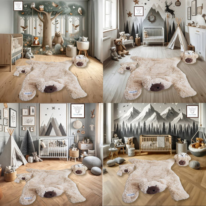 Beige Bear Rug Personalized Minky