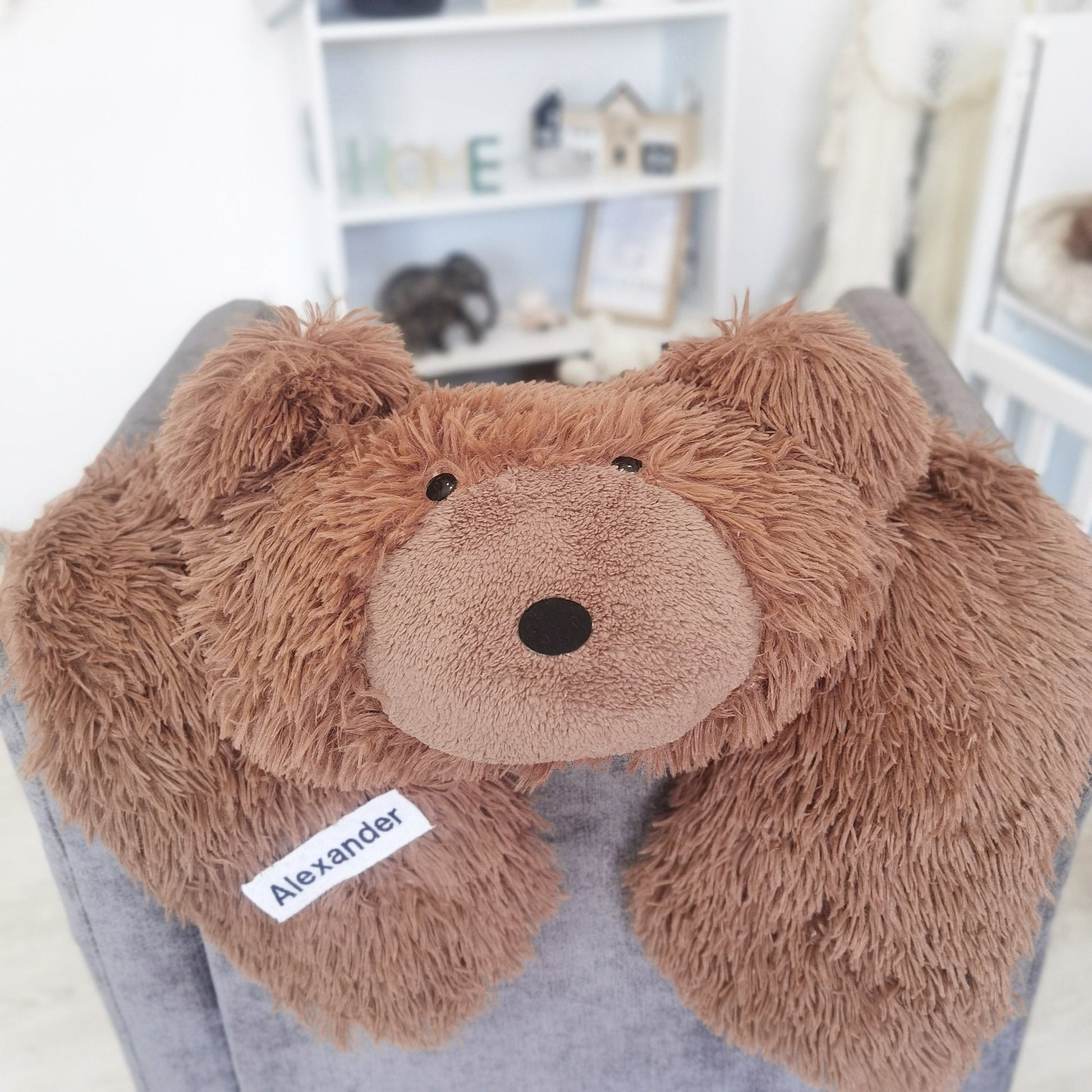 Personalized Bear Rug for Baby Boy Nursery - Soft Brown Plush Animal Play Mat