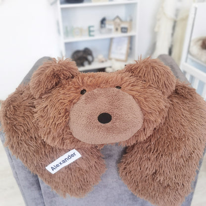 Personalized Bear Rug for Baby Boy Nursery - Soft Brown Plush Animal Play Mat