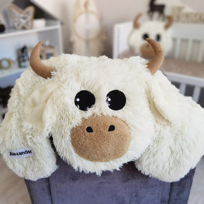 White Highland Cow Rug Plush Farmhouse